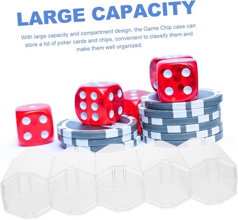 صندوق حمل شرائح البوكر الشفاف Kisangel بسعة كبيرة لتخزين الرقائق لبطاقات البوكر وحامل الألعاب المحمول بتصميم أنيق in Kuwait