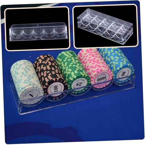 صندوق تخزين منظم لرقائق البوكر من الأكريليك بسعة 100 قطعة للعب ليلاً والبطولات لعشاق البوكر واللاعبين المنزليين in Kuwait