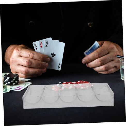 2pcs Poker Chip Tray Clear Multi-grid Organizer for Convenient Storage of Poker Chips and Wear-resistant for Game and Easy Access in Saudi Arabia