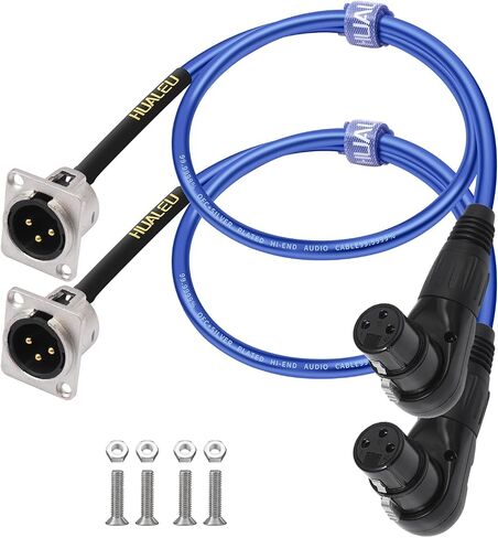 2 حزمة XLR تمر عبر الكابل ، مربع المرحلة 3 دبوس D-type XLR ذكر إلى أنثى للوحة التصحيح ، صندوق الأرضية-لا لحام التثبيتات الصوتية-20AWG الموصل المطلي بالفضة in Kuwait