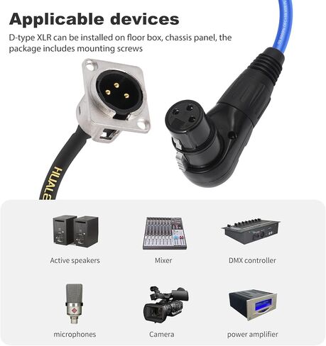 2 حزمة XLR تمر عبر الكابل ، مربع المرحلة 3 دبوس D-type XLR ذكر إلى أنثى للوحة التصحيح ، صندوق الأرضية-لا لحام التثبيتات الصوتية-20AWG الموصل المطلي بالفضة in Kuwait