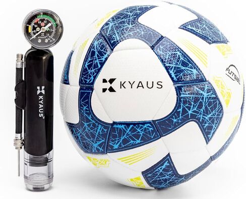 Futsal Ball - White & Blue Indoor Soccer Ball Size 4, FIFA Certified, Official Match Weight, Low Bounce, Air Retention, Durable PU, Hand Pump Included, Suitable for Youth & Adult. in Saudi Arabia