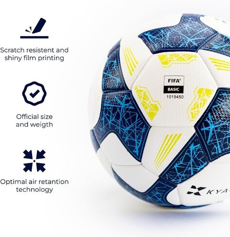 Futsal Ball - White & Blue Indoor Soccer Ball Size 4, FIFA Certified, Official Match Weight, Low Bounce, Air Retention, Durable PU, Hand Pump Included, Suitable for Youth & Adult. in Saudi Arabia