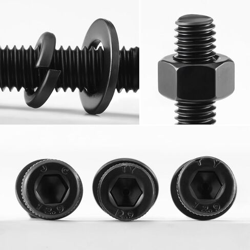 180pcs M3 x 30mm Hex Socket Head Cap Screws Bolts, 12.9 Grade Alloy Steel, Black Oxide Finish, Allen Socket Drive, Full Threads,with Hex Spanner in Saudi Arabia