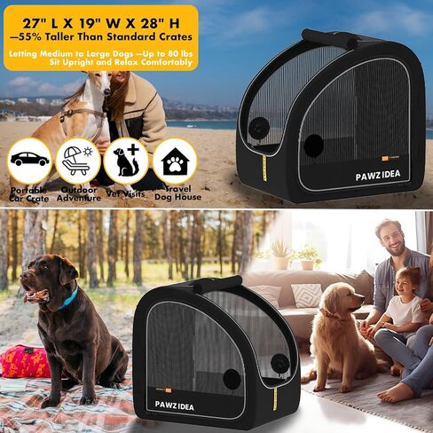 Pawzidea قفص السفر الكلب القابل للطي ، قفص الكلاب المحمولة للسيارة ، بيت ناعم على الوجهين للكلاب المتوسطة والكبيرة ، الإطار المعدني المنبثق ، حزام الأمان ومسند الرأس ، قفص الحيوانات الأليفة 4 أبواب للسفر والاستخدام في الهواء الطلق in Kuwait