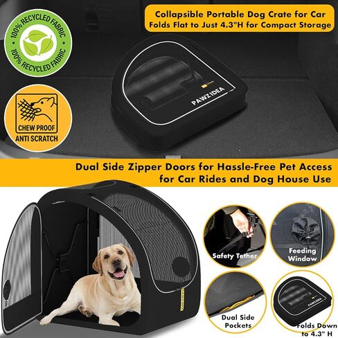 Pawzidea قفص السفر الكلب القابل للطي ، قفص الكلاب المحمولة للسيارة ، بيت ناعم على الوجهين للكلاب المتوسطة والكبيرة ، الإطار المعدني المنبثق ، حزام الأمان ومسند الرأس ، قفص الحيوانات الأليفة 4 أبواب للسفر والاستخدام في الهواء الطلق in Kuwait
