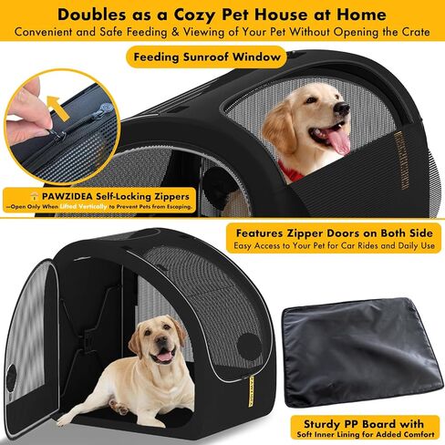 Pawzidea قفص السفر الكلب القابل للطي ، قفص الكلاب المحمولة للسيارة ، بيت ناعم على الوجهين للكلاب المتوسطة والكبيرة ، الإطار المعدني المنبثق ، حزام الأمان ومسند الرأس ، قفص الحيوانات الأليفة 4 أبواب للسفر والاستخدام في الهواء الطلق in Kuwait