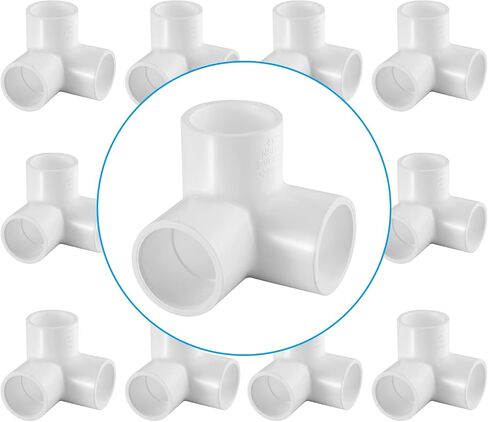 LESSO 4PCS 1/2 Inch Tee PVC Fitting 3 Way Connector, Furniture Grade Corner Fittings for DIY Building Furniture Greenhouse Shed Pipe Fittings Tent Connection (Pack of 4) in Saudi Arabia