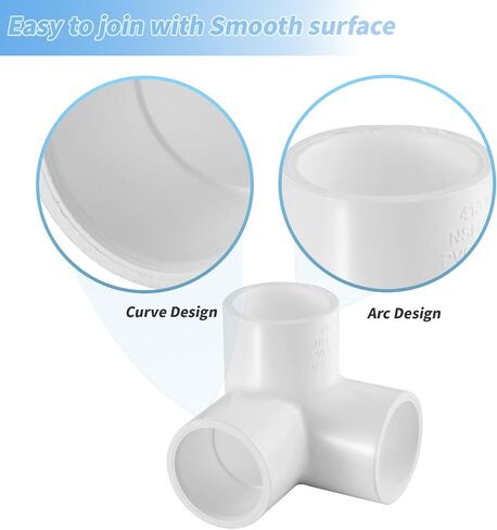 LESSO 4PCS 1/2 Inch Tee PVC Fitting 3 Way Connector, Furniture Grade Corner Fittings for DIY Building Furniture Greenhouse Shed Pipe Fittings Tent Connection (Pack of 4) in Saudi Arabia