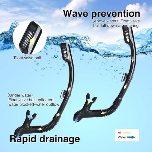 مجموعة غص ذات رؤية واسعة للبالغين، نظارات غطس احترافية مضادة للضباب، نظارات سباحة مضادة للتسرب وأنبوب تنفس علوي جاف للغوص والغطس والسباحة in Kuwait