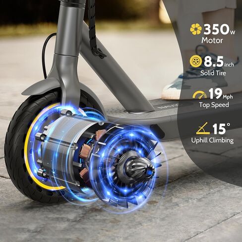 NAVIC Electric Scooter Adults, 8.5" Solid Tires, 19/Mph, 350W Motor, 19 Miles Range, Folding E-Scooter with Dual Braking Dual Suspension, Escooter for Adults with App in Saudi Arabia