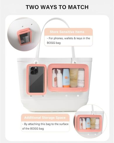 2 Packs Clear Bogg Beach Tote Bag Accessories Suitable for Bogg Organizer Bags Phone Holder for Bogg Charms Bag Travel Makeup Clean Toiletry Brush Case Cosmetic Divider Storage Inner Pouch (White Set) in Kuwait