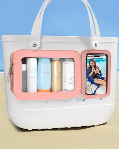 2 Packs Clear Bogg Beach Tote Bag Accessories Suitable for Bogg Organizer Bags Phone Holder for Bogg Charms Bag Travel Makeup Clean Toiletry Brush Case Cosmetic Divider Storage Inner Pouch (White Set) in Kuwait