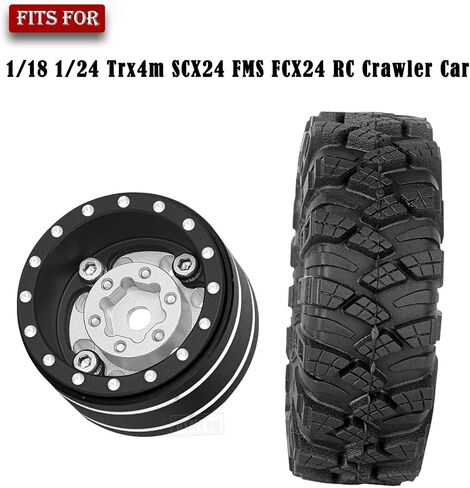 RC 1.0 في إطارات حافة العجلات لـ 1/18 1/24 TRX4M محوري SCX24 FMS FCX24 RC CRAWLER CAR ، الألومنيوم 4pcs 1.0 بوصة حافة الإطارات المطاطية الناعمة ، التيتانيوم in Saudi Arabia
