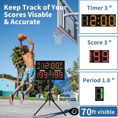 Multisport Tabletop Electronic Scoreboard,Battery Powered Digital Scoreboard with Remote,Used for Basketball,Volleyball,Wrestling,Football in Kuwait