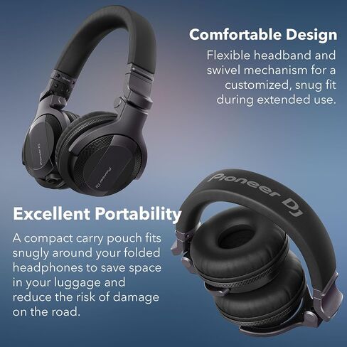 Pioneer DJ HDJ-CX Professional On-Ear DJ Headphones - Black Bundle with Case, Stand, and Austin Bazaar Polishing Cloth in Kuwait