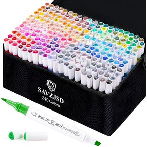 [Water-Based Ink] 168 Colors Dual Tip Markers Set, Brush & Chisel Double Tipped Art Markers for Kids Adults Beginners & Artists in Coloring, Painting in Saudi Arabia