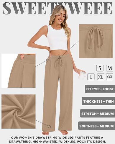 4 Pack Women's Lounge Pants Wide Leg Yoga Pants with Pockets Drawstring Workout Sweatpants Casual Jogger Multipack in Saudi Arabia