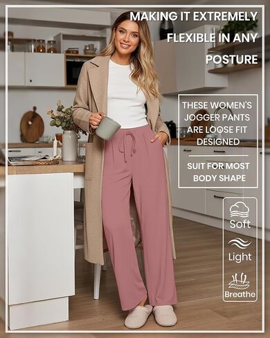 4 Pack Women's Lounge Pants Wide Leg Yoga Pants with Pockets Drawstring Workout Sweatpants Casual Jogger Multipack in Saudi Arabia