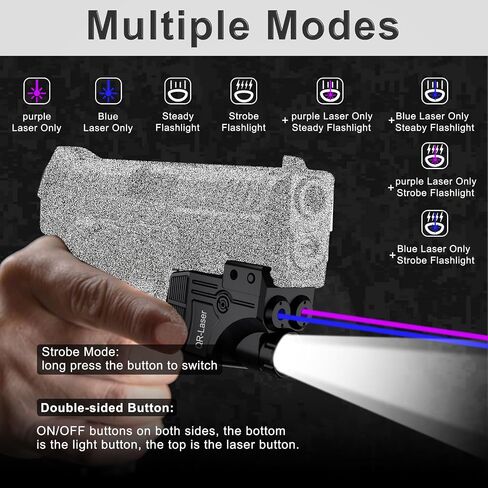 3 in 1 Green Blue Laser Light Combo, 800 Lumens Tactical Flashlight Laser Sight, Built-in USB Rechargeable Battery, Adjustable Compact Tactical LED Light Laser Beams for Handguns with a Rail in Kuwait