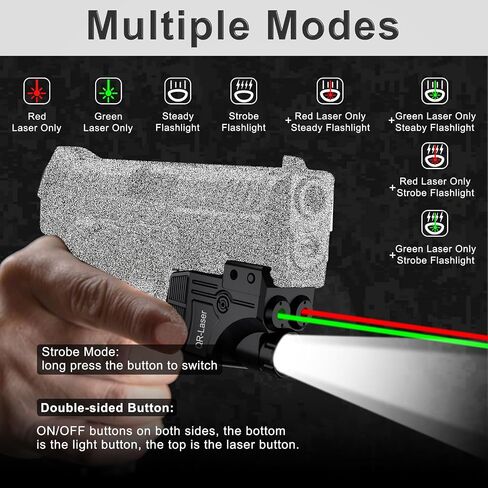 3 in 1 Green Blue Laser Light Combo, 800 Lumens Tactical Flashlight Laser Sight, Built-in USB Rechargeable Battery, Adjustable Compact Tactical LED Light Laser Beams for Handguns with a Rail in Kuwait