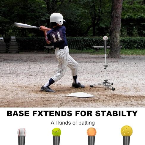 Tee Baseball Batting Tee Softball Tee Travel Teeat Tee ، ارتفاع قابل للتعديل سهل ، حامل ثلاثي القوائم مستقر (Tee Baseball ، Hue Steel) in Kuwait