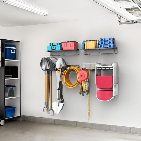 Walmann Wall Hound Garden Tool منظم للمرآب ، رف تخزين كرسي قابل للطي ، وسنانير تخزين أدوات 11 بوصة للمجرف ، والأشجار ، والسلالم ، ومستحضر ما يصل إلى 400 رطل in Kuwait