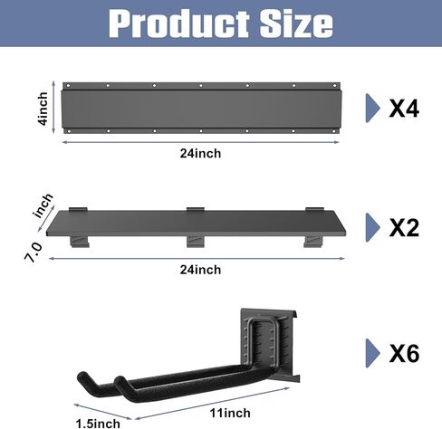 Walmann Wall Hound Garden Tool منظم للمرآب ، رف تخزين كرسي قابل للطي ، وسنانير تخزين أدوات 11 بوصة للمجرف ، والأشجار ، والسلالم ، ومستحضر ما يصل إلى 400 رطل in Kuwait
