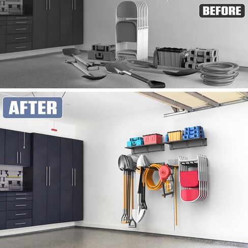 Walmann Wall Hound Garden Tool منظم للمرآب ، رف تخزين كرسي قابل للطي ، وسنانير تخزين أدوات 11 بوصة للمجرف ، والأشجار ، والسلالم ، ومستحضر ما يصل إلى 400 رطل in Kuwait