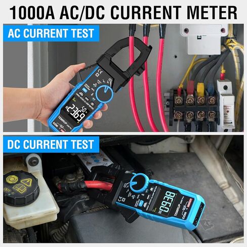 Digital Clamp Meter Multimeter - TEMIRUP Auto-ranging 6000 Counts Amp Voltage Tester with D-Shaped Jaw VFD Mode, Measuring NCV, AC/DC Voltage AC Current Temperature Capacitance Resistance Continuity in Kuwait