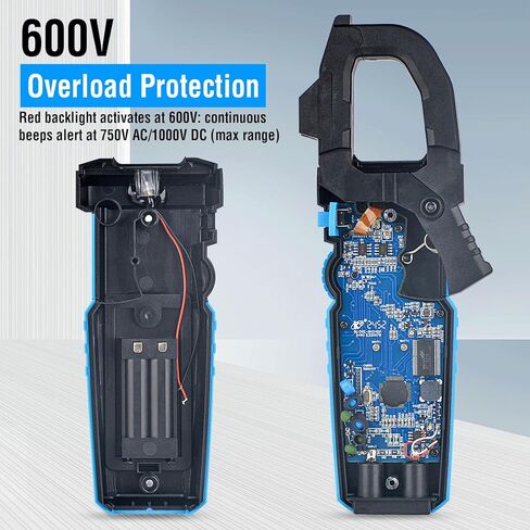 Digital Clamp Meter Multimeter - TEMIRUP Auto-ranging 6000 Counts Amp Voltage Tester with D-Shaped Jaw VFD Mode, Measuring NCV, AC/DC Voltage AC Current Temperature Capacitance Resistance Continuity in Kuwait