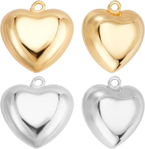 Beebeecraft 1 Box 18K/24K Gold Plated Small Heart Charms 3D Heart Dangle Pendant Charms with Jump Ring for Mother's Day Valentine's Gifts Jewelry Making Finding in Saudi Arabia
