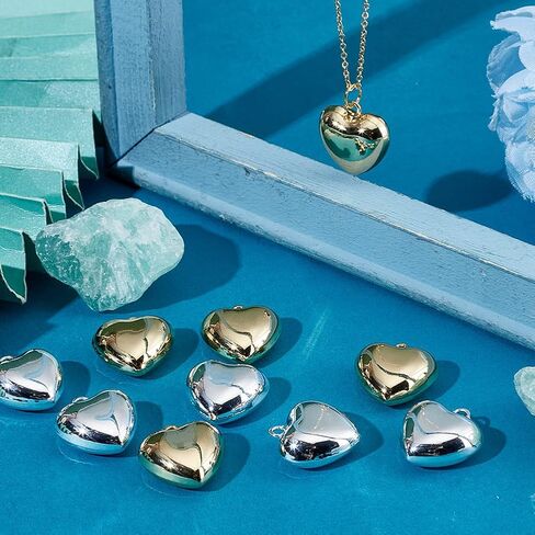 Beebeecraft 1 Box 18K/24K Gold Plated Small Heart Charms 3D Heart Dangle Pendant Charms with Jump Ring for Mother's Day Valentine's Gifts Jewelry Making Finding in Saudi Arabia
