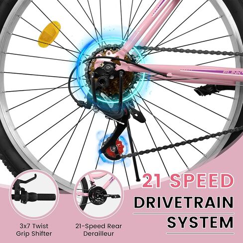 Girls Womens 24/26 Inch Mountain Bike, 21 Speed Summer Travel Gifts Bicycles, Female V-Brake Outdoor Cycling Commuting City Bike to School Work in Kuwait