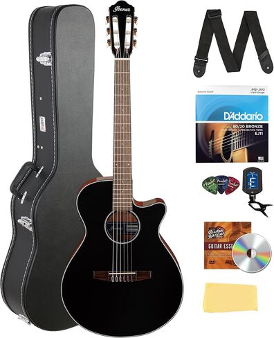 غيتار Ibanez AEG5012 12 سلسلة صوتية-حزمة من الكمان الداكن مع حقيبة أزعج ، موالف ، حزام ، سلاسل D'Addario ، اختيارات ، أوستن بازار تعليمية DVD ، وقطعة قماش تلميع in Saudi Arabia