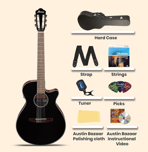غيتار Ibanez AEG5012 12 سلسلة صوتية-حزمة من الكمان الداكن مع حقيبة أزعج ، موالف ، حزام ، سلاسل D'Addario ، اختيارات ، أوستن بازار تعليمية DVD ، وقطعة قماش تلميع in Saudi Arabia