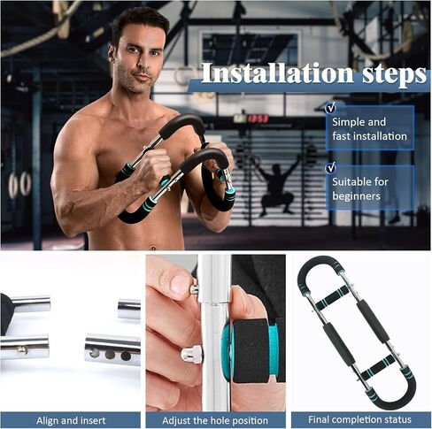 Twister Arm Trainer for Upper Body Workout – 90-160lb Adjustable Resistance Strength Training Bar for Chest, Biceps, Shoulders & Forearms | Home Gym Equipment for Men in Saudi Arabia