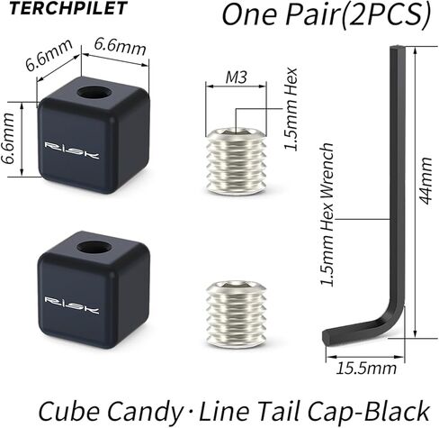 Bike Cable End Caps, Alloy Cable Crimps for Road & Mountain Bicycles - Includes Square Wire Tail Caps, Machine Meter Screws & Hexagonal Spanner | Durable & Secure Brake/Shift Cable End Tips in Kuwait