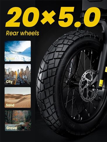 MACFOX X7 Electric Bike for Adults, 750W EBike with Hydraulic Brakes, 48V 13Ah Removable Battery 30 Mile Range, Upgraded 20x5.0 Rear Fat Tire for School/City/Town Commuting (UL2849 & Class-3) in Kuwait