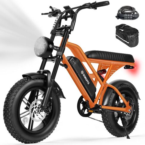 دراجة كهربائية ESKUTE V100 للبالغين، دراجة ترابية كهربائية بقوة 1500 وات، محرك ذروة 1500 وات، دراجة كهربائية ذات تعليق مزدوج لجميع التضاريس، سرعة قصوى 28 ميل في الساعة، نطاق يصل إلى 60 ميلًا، إطار سمين 16 بوصة، بطارية 48 فولت 13 أمبير في الساعة، 7 سرعات in Kuwait