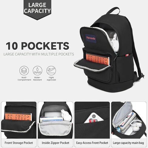 Classic Casual Backpack, Lightweight Daypack with 10 Pockets, Laptop Compartment, EVA Foam Pad (Dark blue) in Saudi Arabia