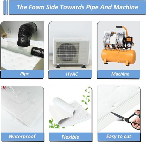 BXI Double Noise Blocker Sound Proof Foam, 39.4 X 13.4 X 1 inch Egg Crate Foam Rubber Sound Deadening Material, Sound Dampening Acoustic Panels for HVAC, Pipe, Machine, Window, Wall, Door in Kuwait