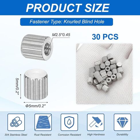 PATIKIL M2.5 المكسرات الإبهام الكعكة ، 20pcs 304 من الفولاذ المقاوم للصدأ الأنثى نوع الخيط مسطح رأس الحفرة الدائرية جولة اليد شد المقبض السحابات غطاء المسمار ضبط وضع قفل ، d5mm x h5mm in Saudi Arabia