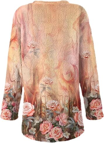 Fleece Pullover Women Fuzzy Sweaters for Women Crew Neck Sweatshirts Winter Warm Loungewear Tops with Pockets in Saudi Arabia