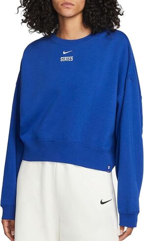 سويت شيرت صوف برقبة دائرية للنساء من Nike US (OLD ROYAL/أبيض، DN1138-452) مقاس متوسط in Saudi Arabia