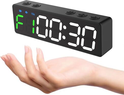 Mini Portable Gym Timer Clock, Large LED Digital Display Screen, Powerful Magnet, Powerful Battery, Count up/Down, Stopwatch, Exercise Interval Timer, Eight Fitness Modes, Suitable for Home and Gym in Saudi Arabia