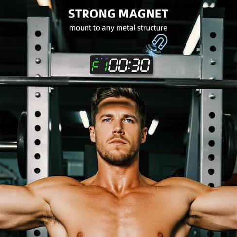 Mini Portable Gym Timer Clock, Large LED Digital Display Screen, Powerful Magnet, Powerful Battery, Count up/Down, Stopwatch, Exercise Interval Timer, Eight Fitness Modes, Suitable for Home and Gym in Saudi Arabia