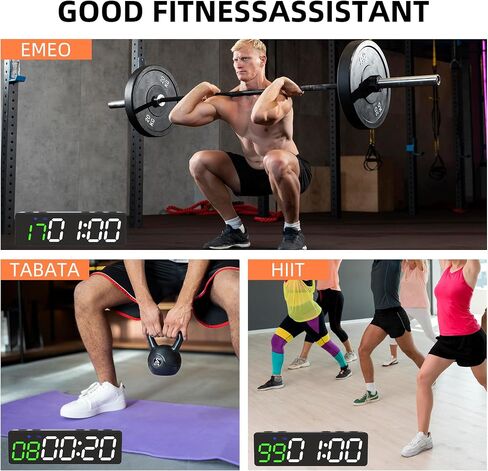 Mini Portable Gym Timer Clock, Large LED Digital Display Screen, Powerful Magnet, Powerful Battery, Count up/Down, Stopwatch, Exercise Interval Timer, Eight Fitness Modes, Suitable for Home and Gym in Saudi Arabia