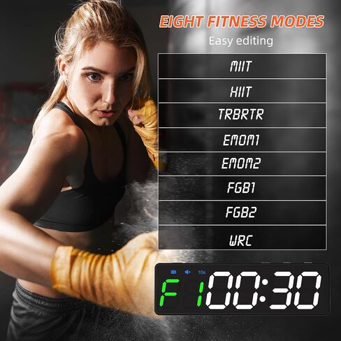 Mini Portable Gym Timer Clock, Large LED Digital Display Screen, Powerful Magnet, Powerful Battery, Count up/Down, Stopwatch, Exercise Interval Timer, Eight Fitness Modes, Suitable for Home and Gym in Saudi Arabia