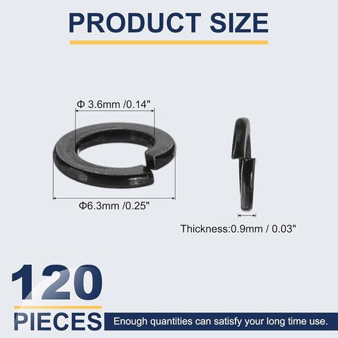 MECCANIXITY 10# Spring Lock Washer, 304 Stainless Steel Split Lock Washers for Screws Bolts Cars Construction Machinery Black Pack of 120 in Saudi Arabia